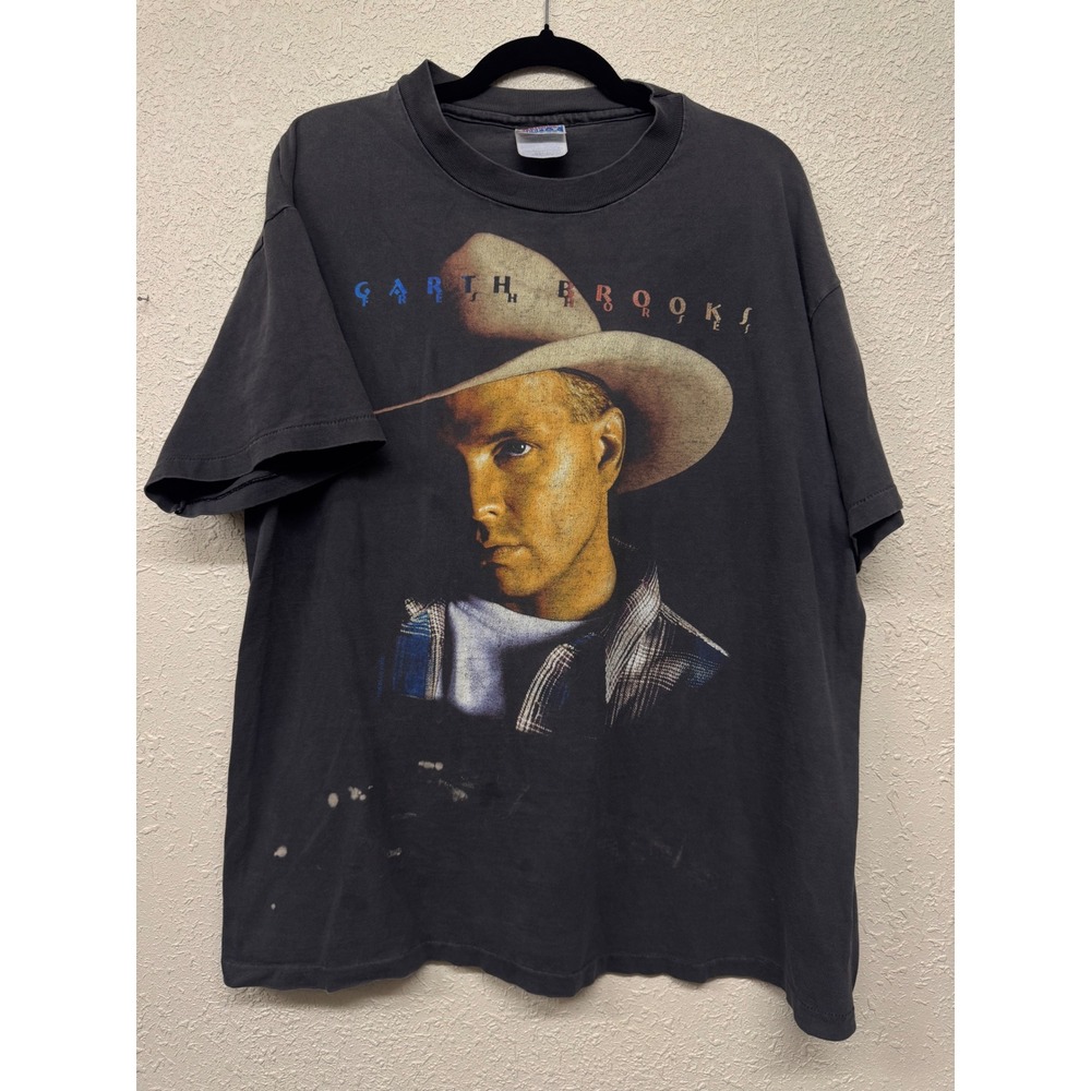 Vintage 1998 Garth Brooks World Tour T Shirt XL Hanes Beefy-T Faded Black 90s